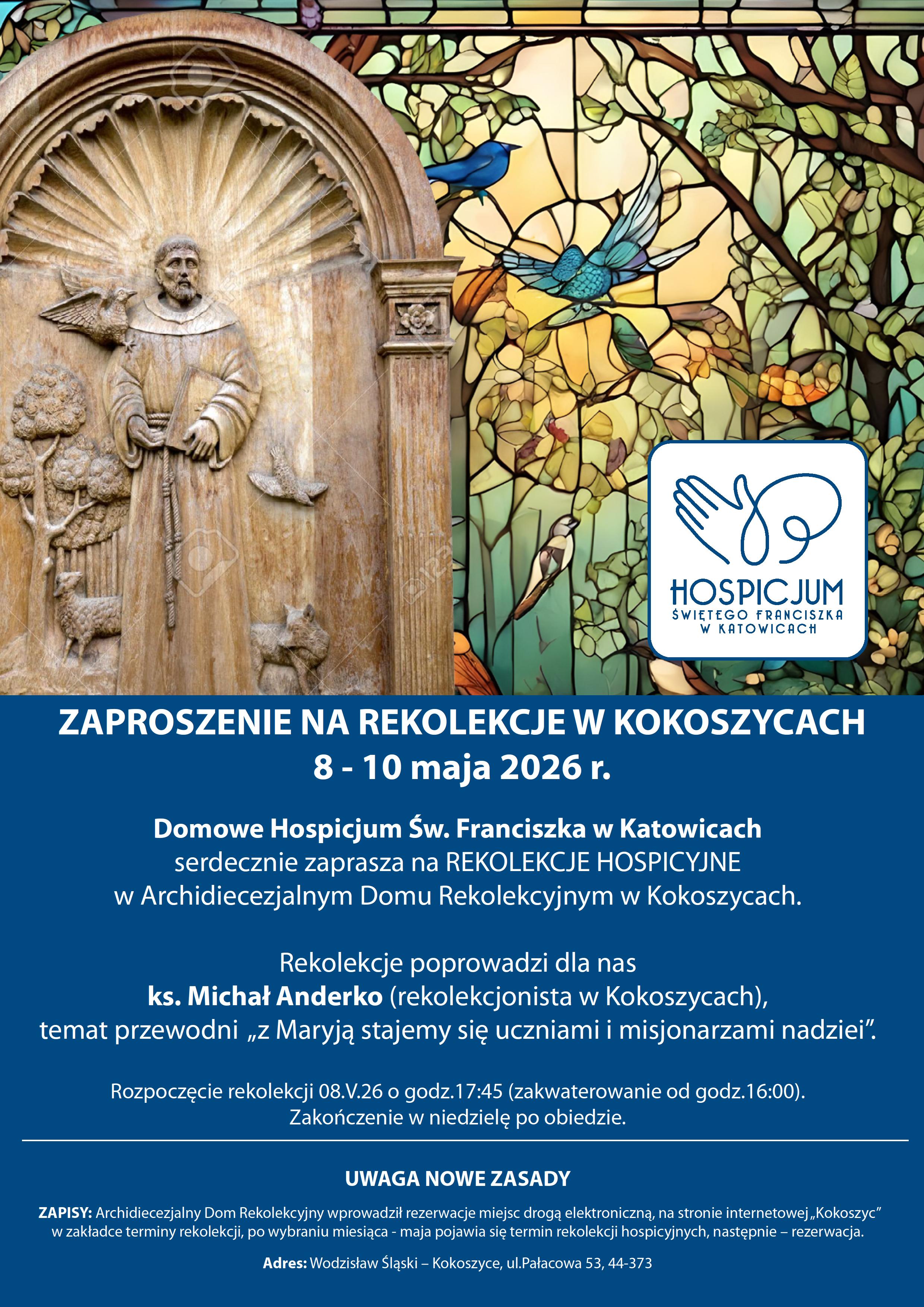 Zaproszenie na hospicyjne rekolekcje w Kokoszycach 2026