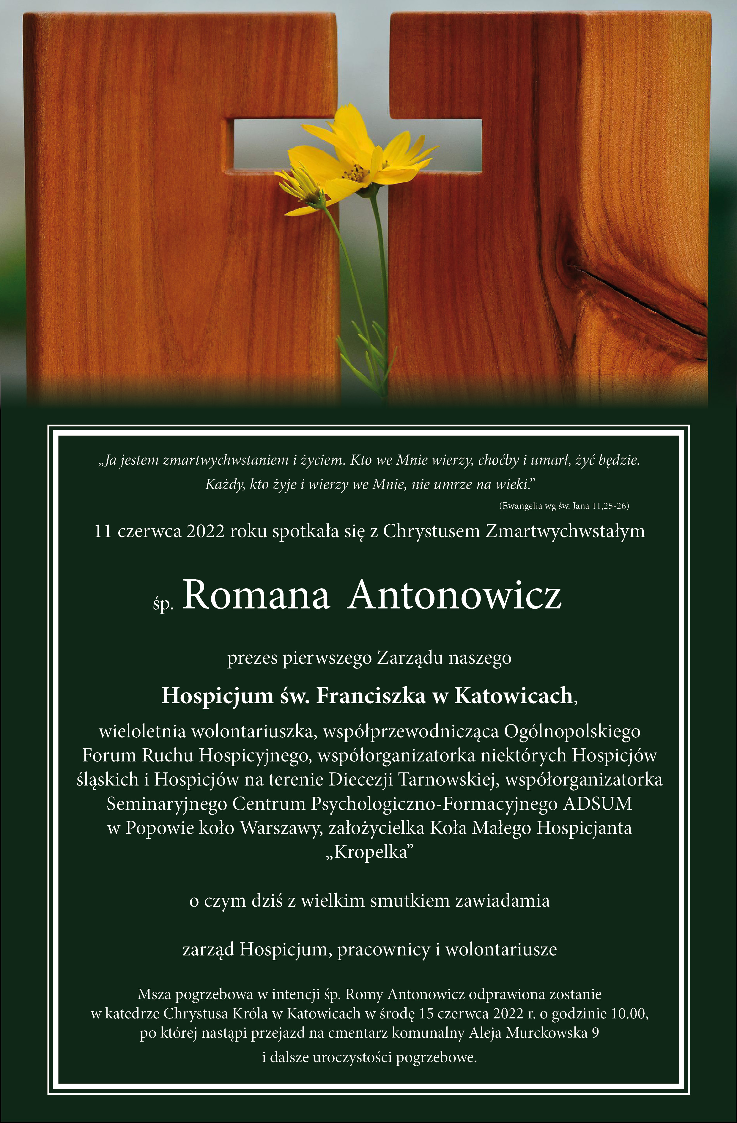 nekrolog śp. Romana Antonowicz