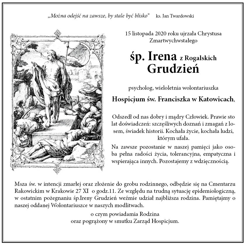 nekrolog śp. Irena Grudzień